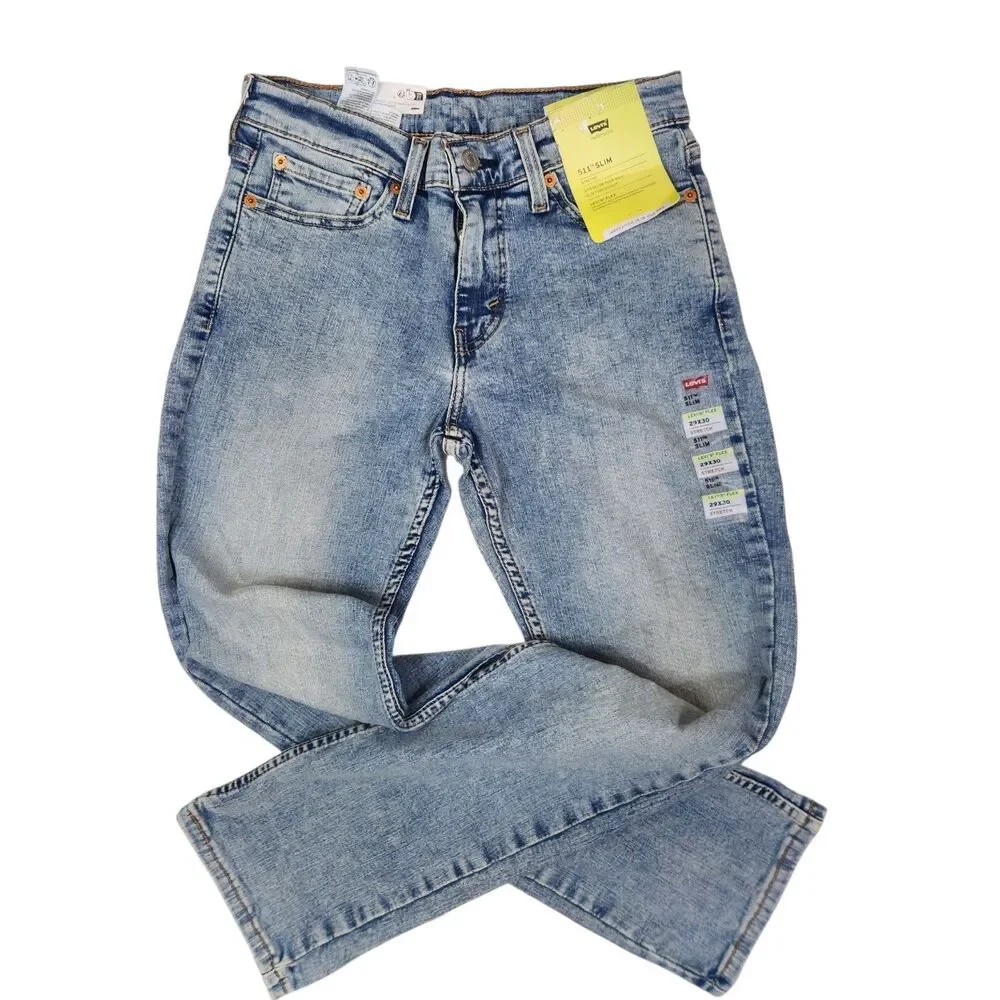 NEW Levi's Flex Mens 511 Stretch Slim Fit 5 Pocket Light Wash Jeans 29x30